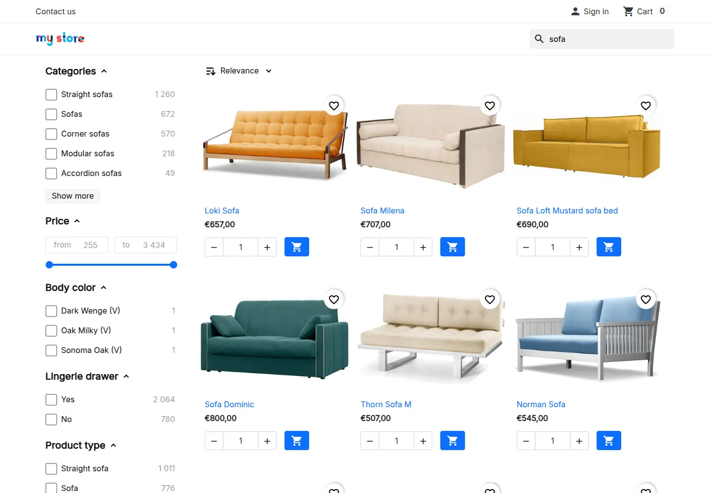 Résultats de vitrine Kea Search Pro configurés par IA
