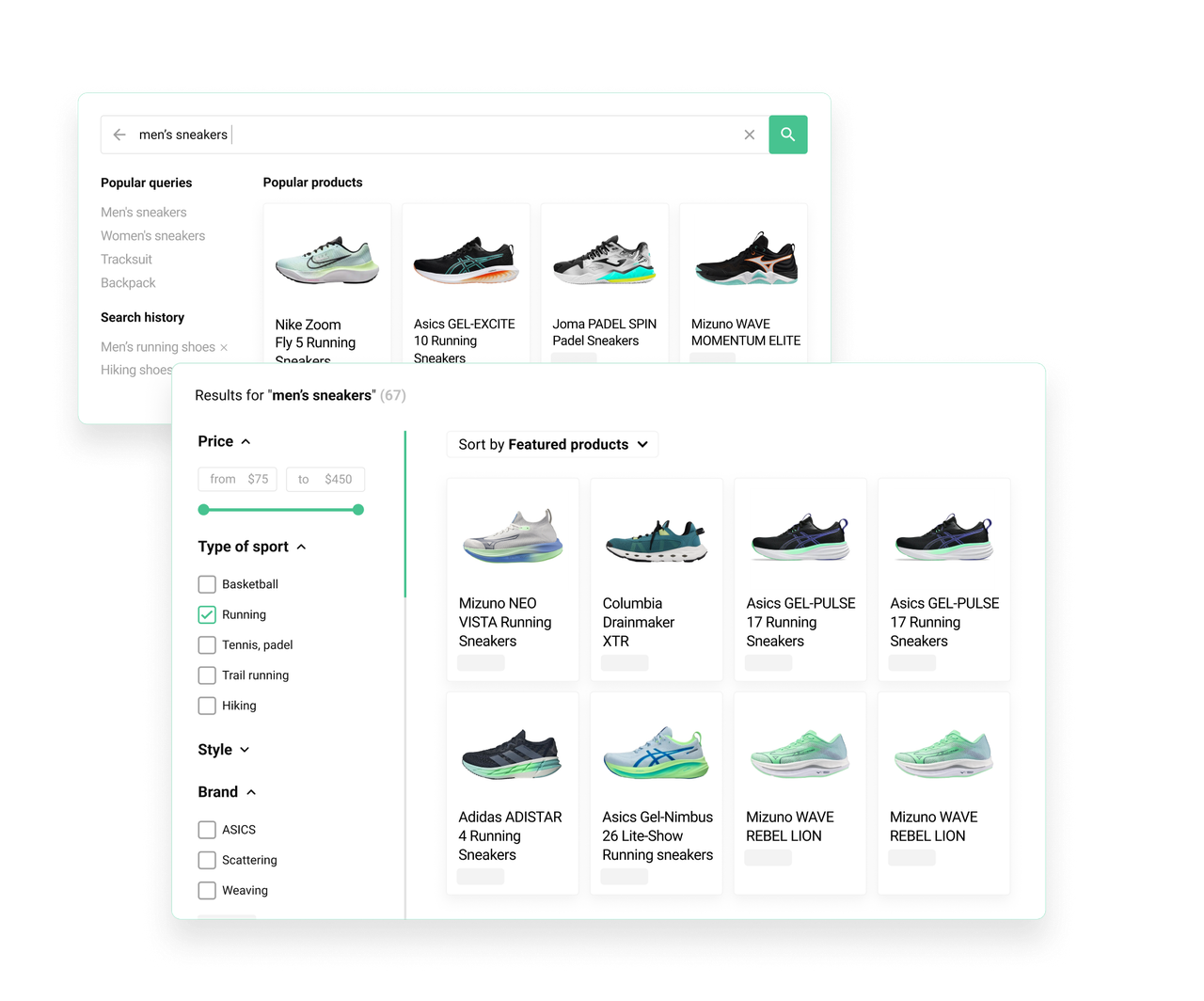 Kea Search Pro storefront search with autocomplete results and filters