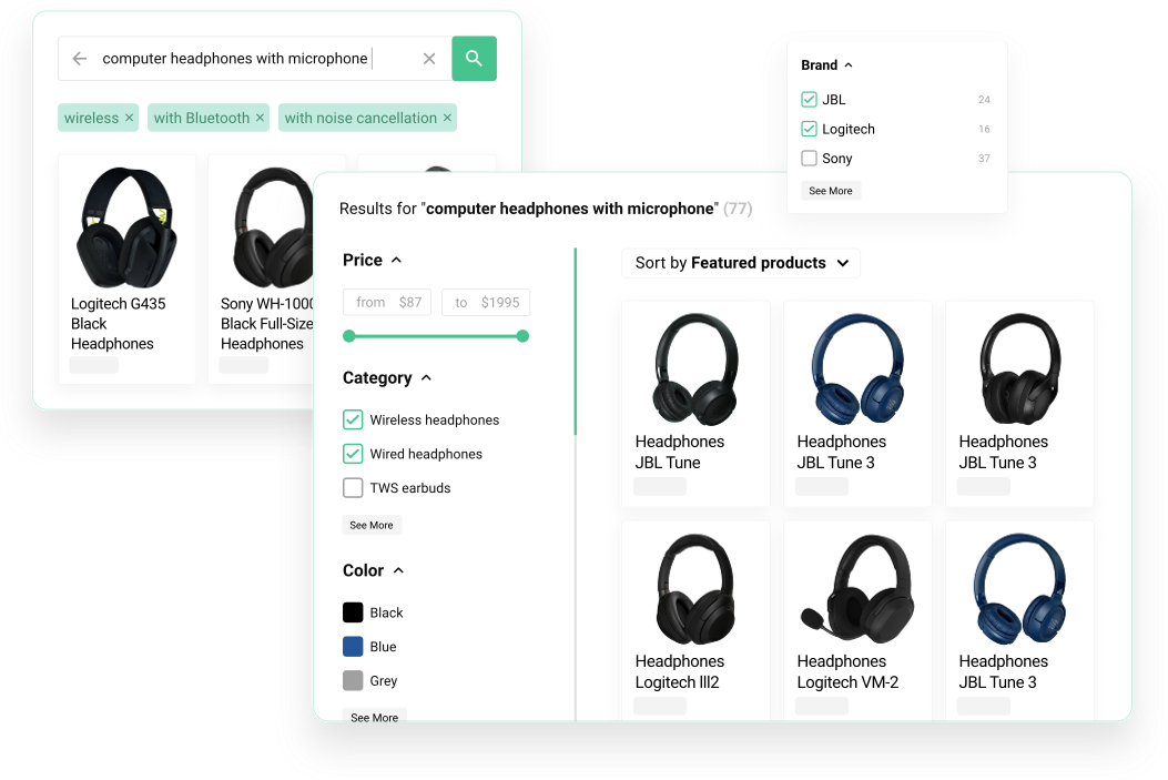 Kea Search Pro autocomplete, filters, and product results in a PrestaShop storefront