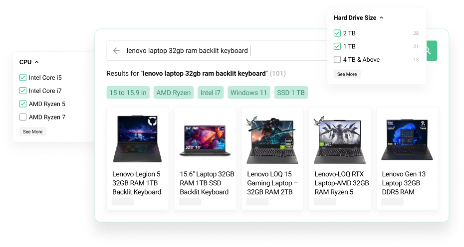 Relevant products ranked for a detailed shopper query