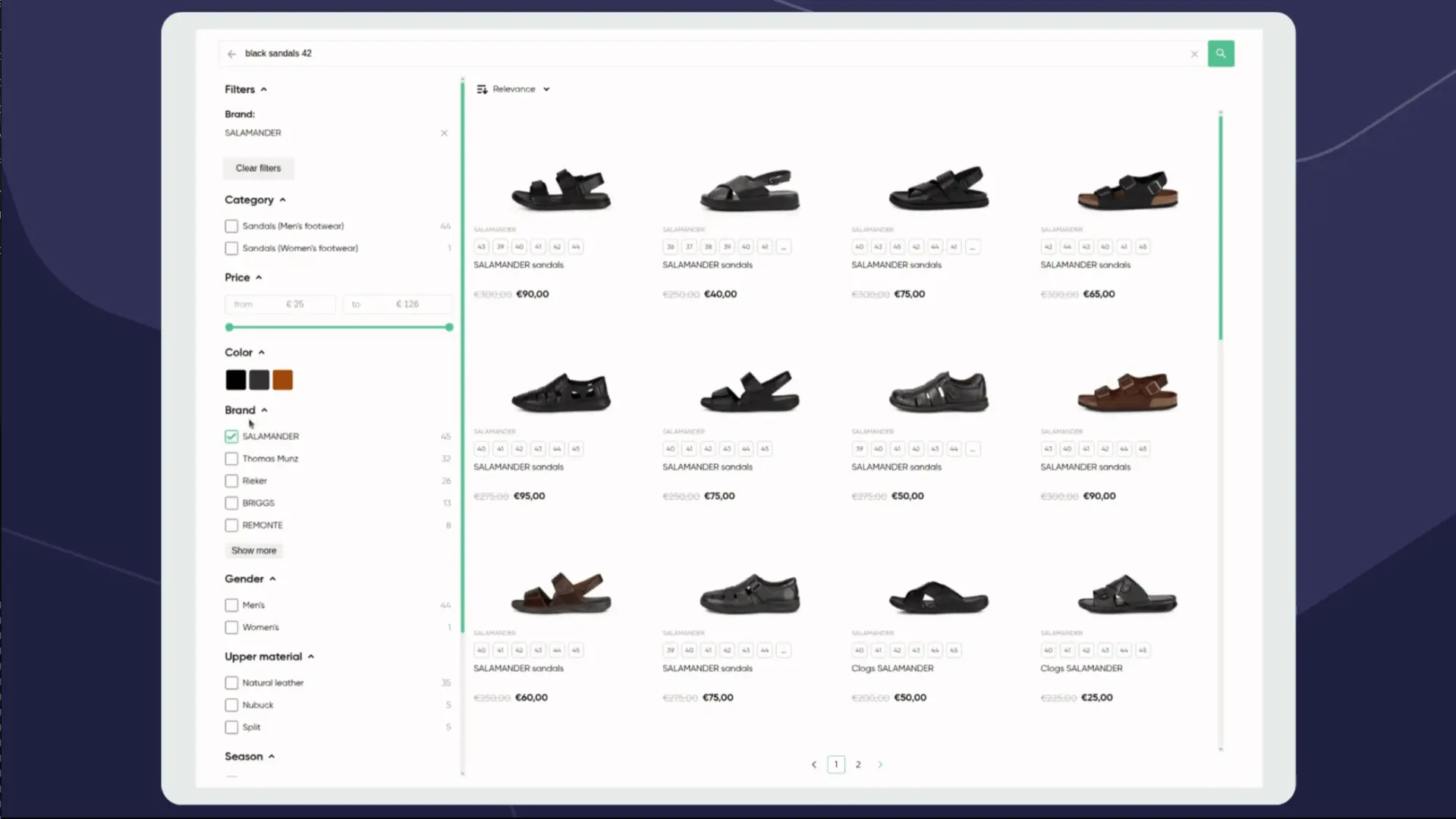 Live storefront search and filters demo for Kea Search Pro